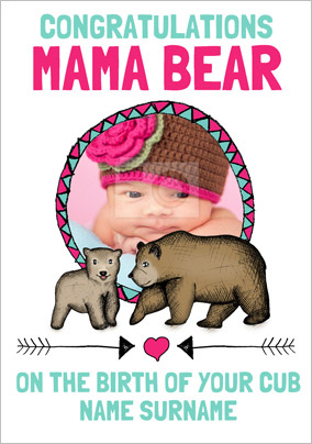 Look Who's Drawing - New Baby Card Congrats Mama Bear