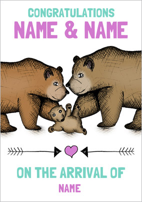Look Who's Drawing - New Baby Card Congrats Mama & Papa Bear