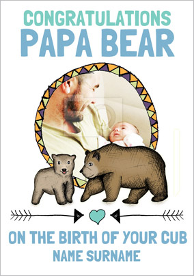 Look Who's Drawing - New Baby  Card Congrats Papa Bear