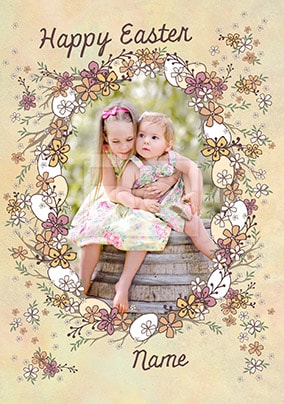 Happy Easter Floral Frame Photo Card