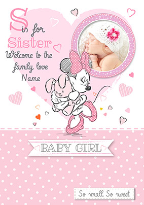 Disney Baby Minnie Mouse New Baby Card - S is for Sister  Sister