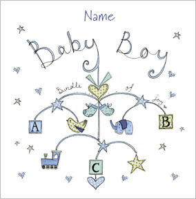 Mint Bouncing New Baby Boy Card