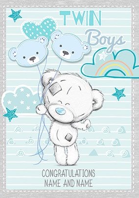 Twin Boys Congratulations Personalised Cards