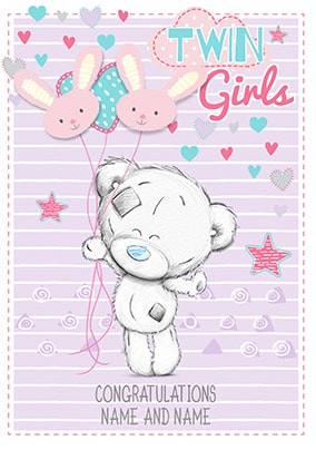 Twin Girls Congratulations Personalised Card
