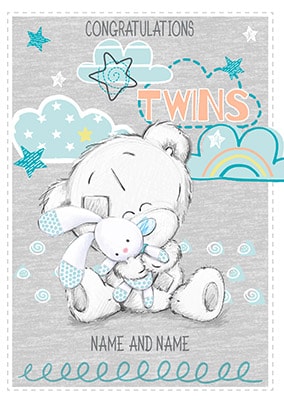 Congratulations Twins New Baby Card