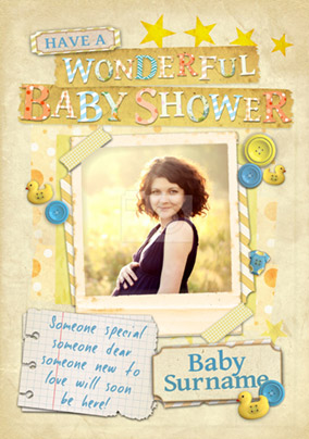 Paper Moon - Baby Shower Card Photo Upload