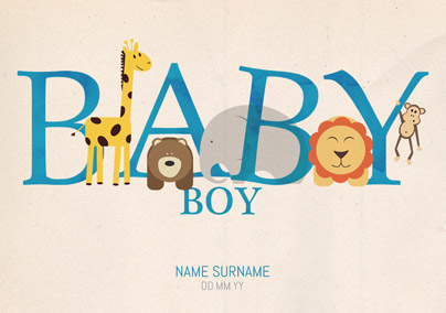 Animal Magic - New Baby Card Baby Boy