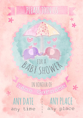 Button Nose - Baby Shower Invitation Cute Elephants