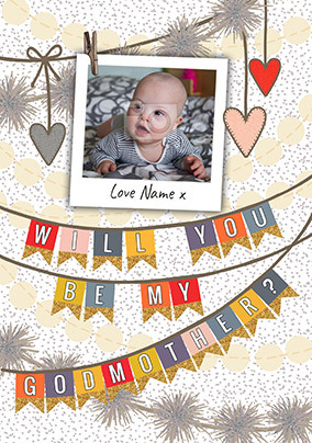 Will you be my Godmother bunting Photo Card