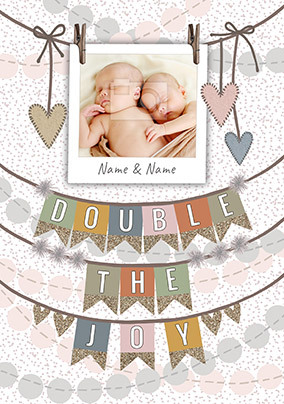 Double the Joy Bunting photo Card