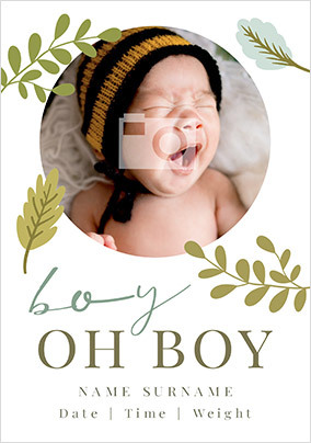 Boy oh Boy New Baby photo Card