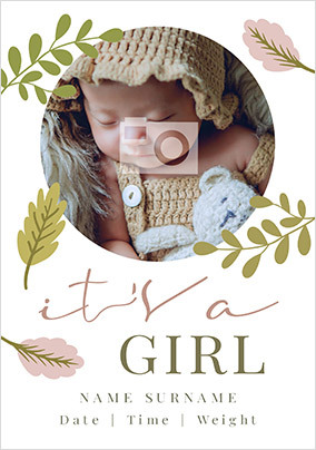 It's a Girl New Baby photo Card