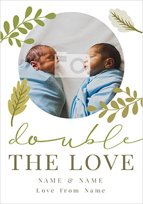 Double the Love New Baby photo Card