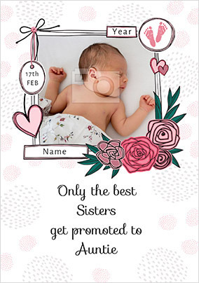 Promoted to Auntie New Baby Photo Card