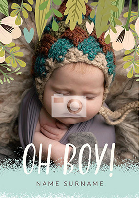 Baby Boy Announcement photo Card