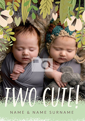 Two Cute New Baby Twins photo Card