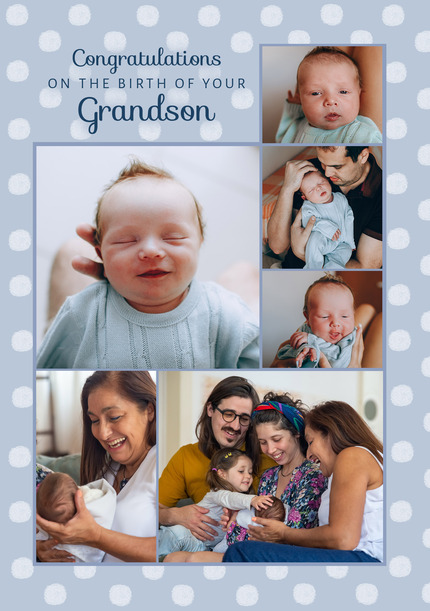 Birth Of Your Grandson Photo Card