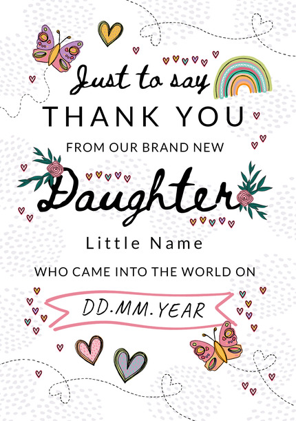 Thank You From Our Brand New Daughter Card