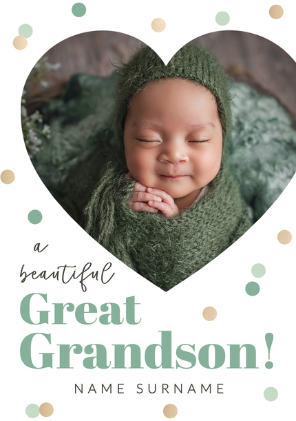 Spots New Great Grandson Photo Card