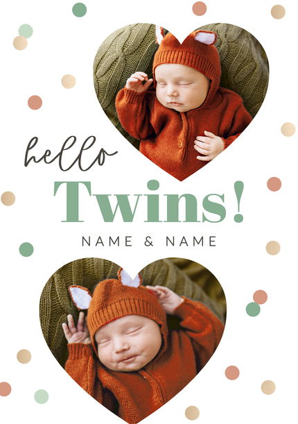 Spots Hello Twins Photo Card