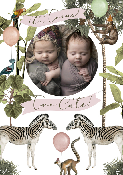 Twin Baby Girls Photo Card
