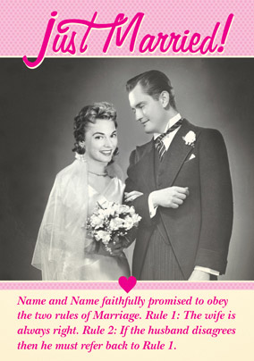 Polkadot Diner - Just Married Rules Wedding Card