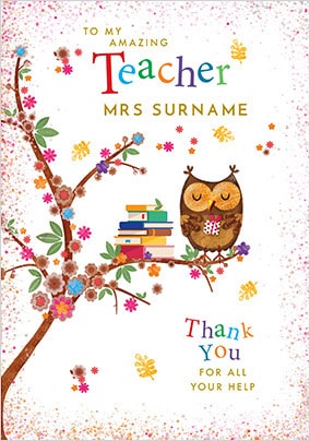 To My Amazing Teacher Personalised Card