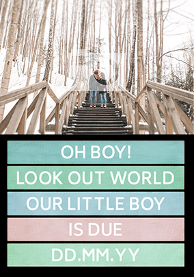 Baby Boy Due Photo Upload Card