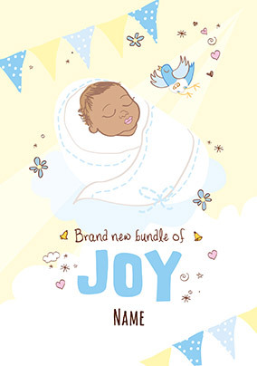 Bundle of Joy New Baby Boy Personalised Card