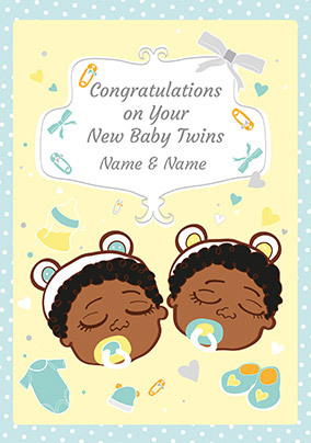 New Baby Twins personalised Card