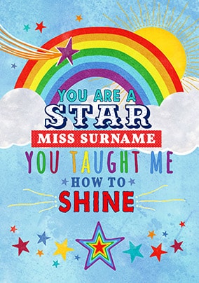 Taught Me How To Shine Thank You Teacher Card