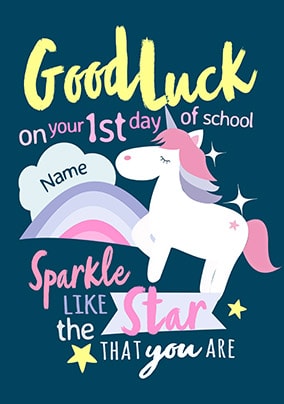 Unicorn 1st Day at School Greeting Card