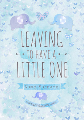 Button Nose - Leaving to have a Baby Card Little Boy Blue