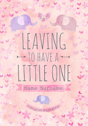 Button Nose - Leaving to have a Baby Card Little Girl Pink