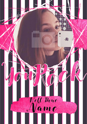 Glam Rock - Congratulations Card You Rock Photo Upload Pink