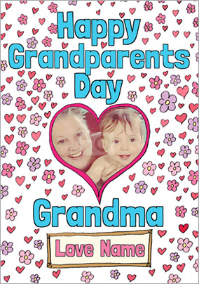 Look Who's Drawing - Grandparents' Day Card Grandma Heart Photo Upload