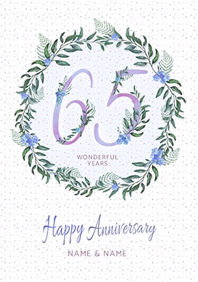 65 Wonderful Years Personalised Anniversary Card