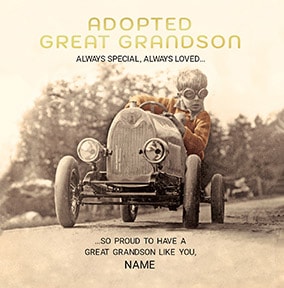 Adopted Great Grandson Personalised Card