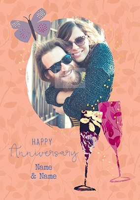 Happy Anniversary Champagne Photo Card