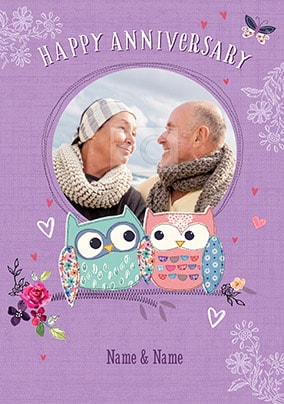 Happy Anniversary Owls Photo Card