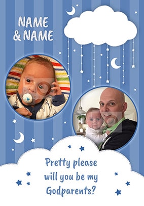 Pretty Please By My Godparents Blue Photo Card