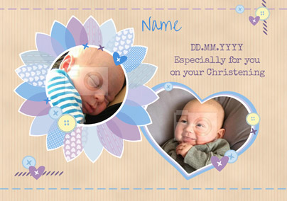 Patchwork - Christening Card Photo Upload Boy