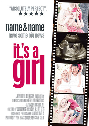 It's a Girl Photo Upload Pregnancy Announcement Card