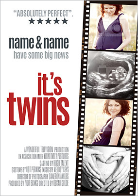 It's Twins Photo Upload Pregnancy Announcement Card