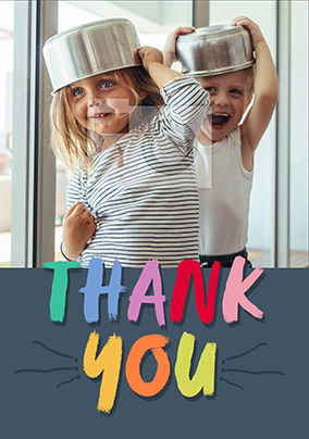 Rainbow Text Photo Thank You Card