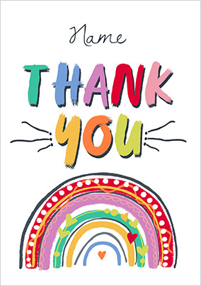 Rainbow Text Thank You Card