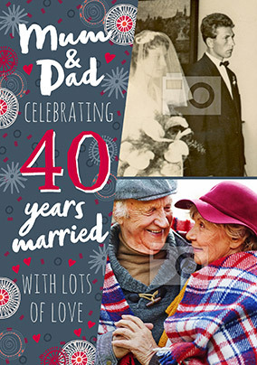 Mum and Dad 40 Years Photo Anniversary Card