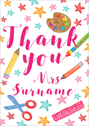 Dinky Doodles - Thank You Teacher Card School Accessories