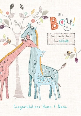 Family Tree - New Boy Personalised Card