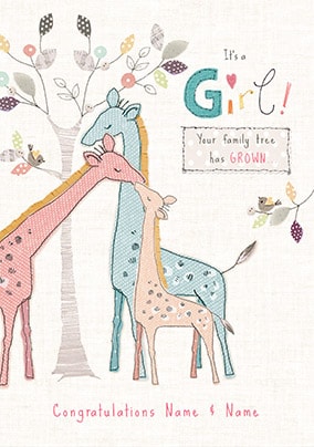 Family Tree - New Girl Personalised Card